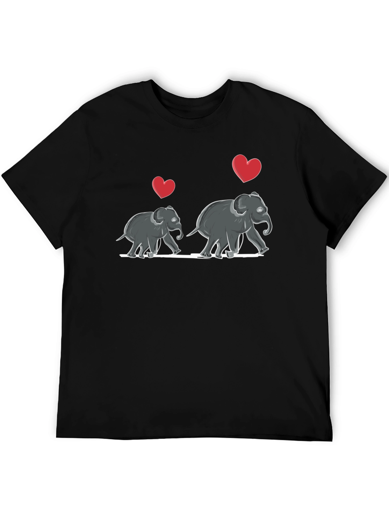 Elephant Love T-Shirt - Mens Black Graphic Tee