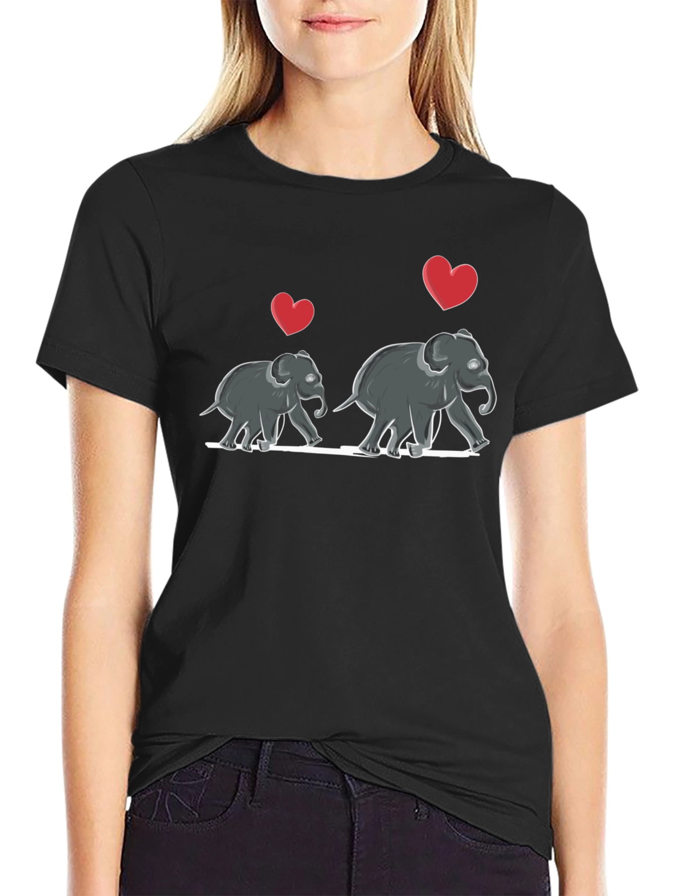 Elephant Love T-Shirt - Mens Black Graphic Tee