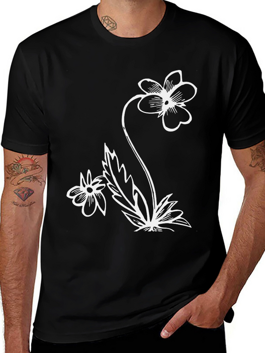Black Floral Graphic Tee - Stylish Mens Casual Wear