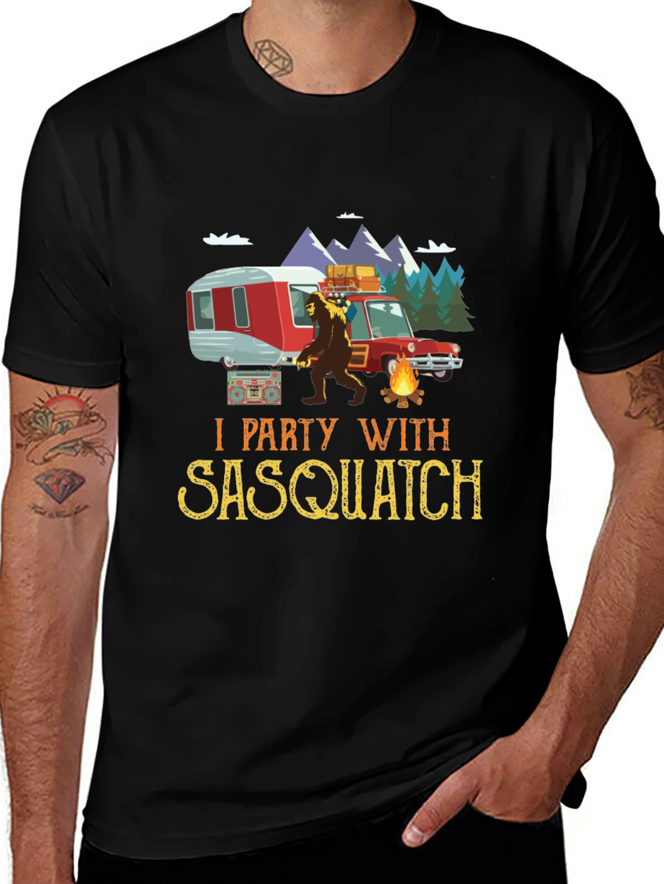 Sasquatch Camping Graphic Tee