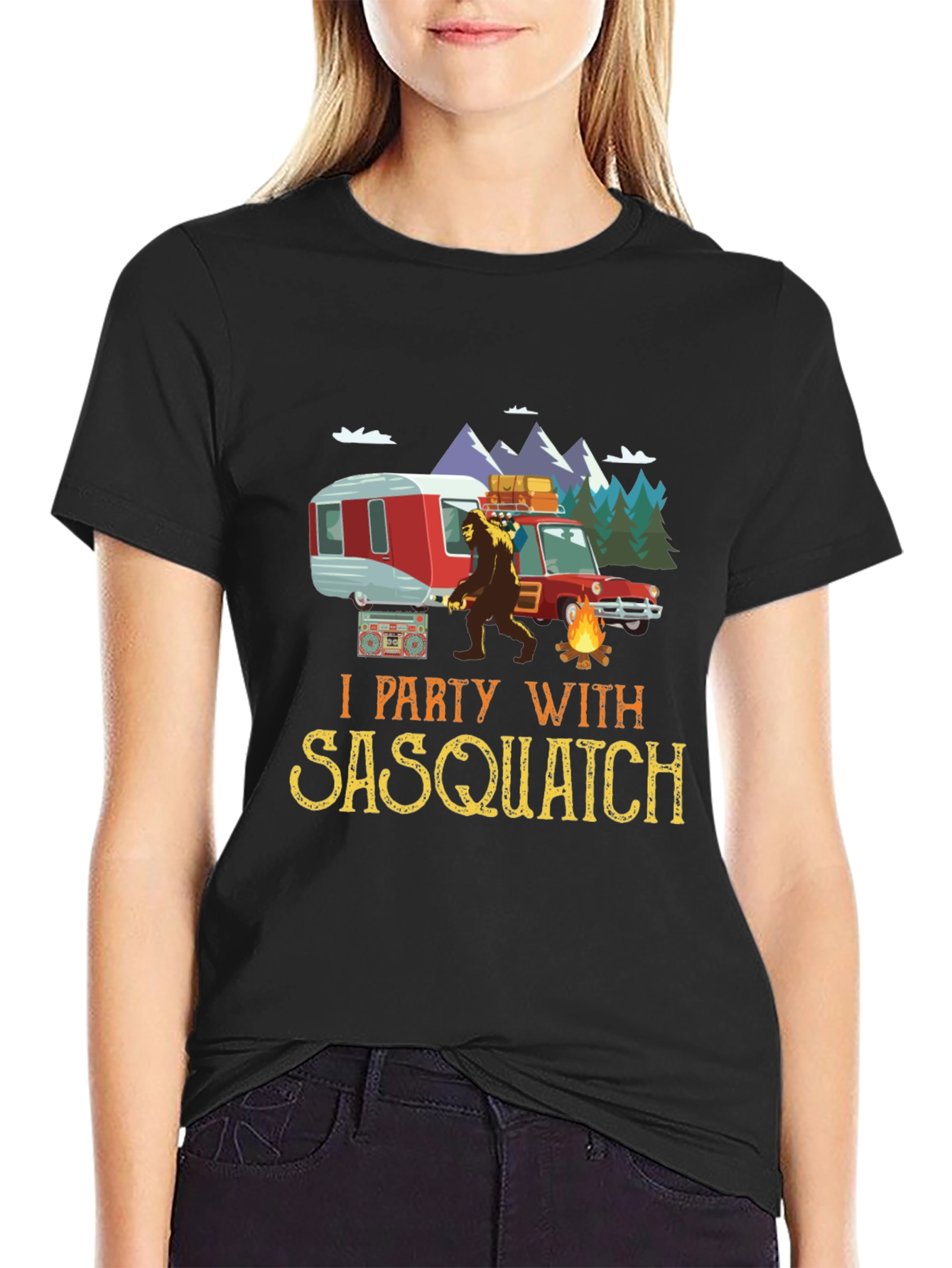 Sasquatch Camping Graphic Tee