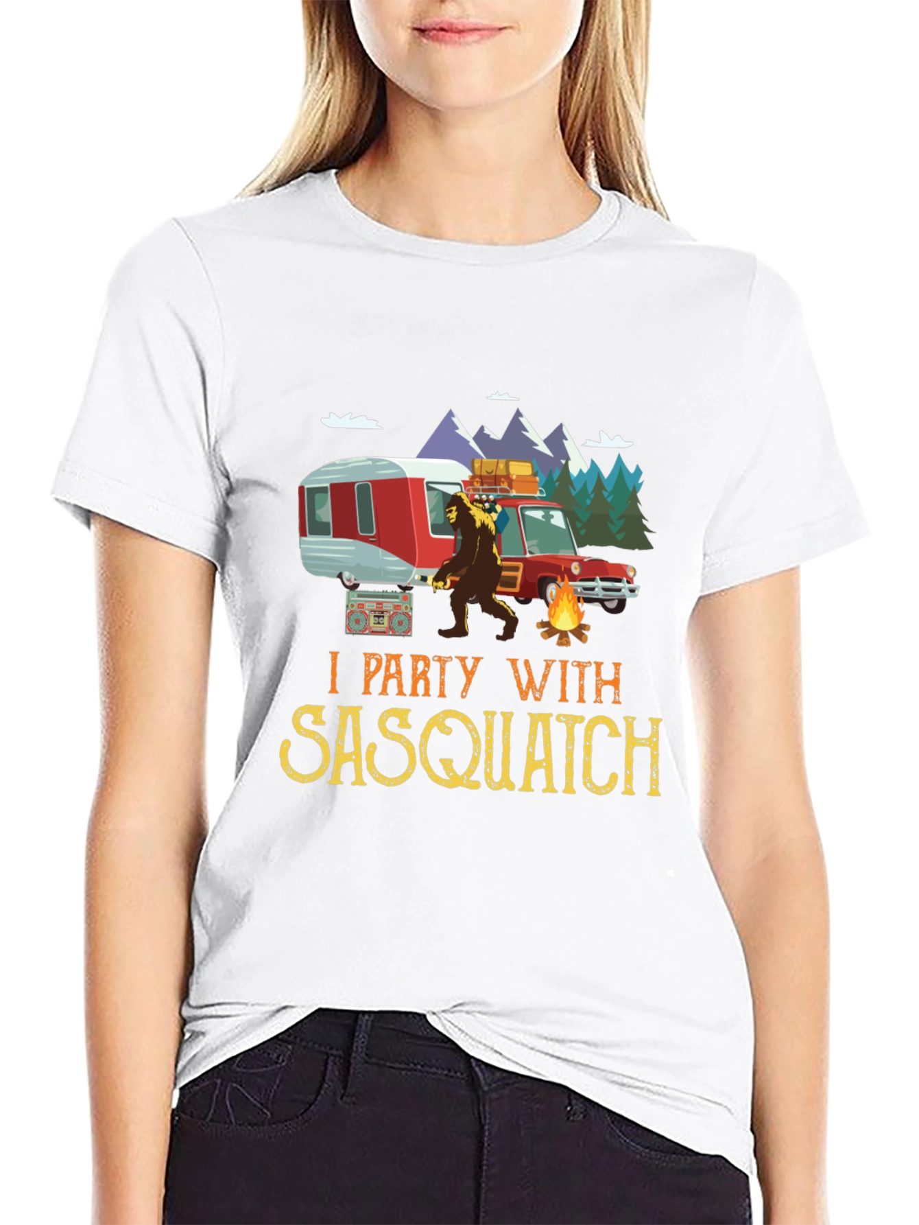 Sasquatch Camping Graphic Tee