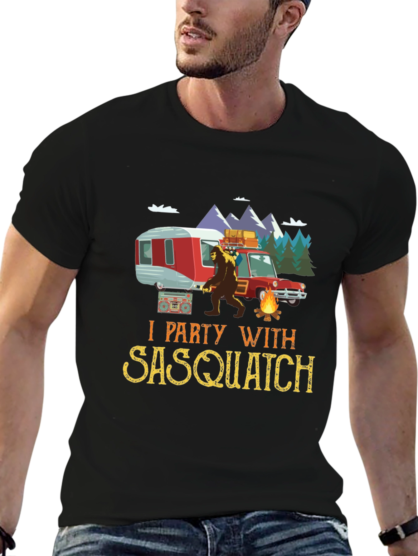 Sasquatch Camping Graphic Tee