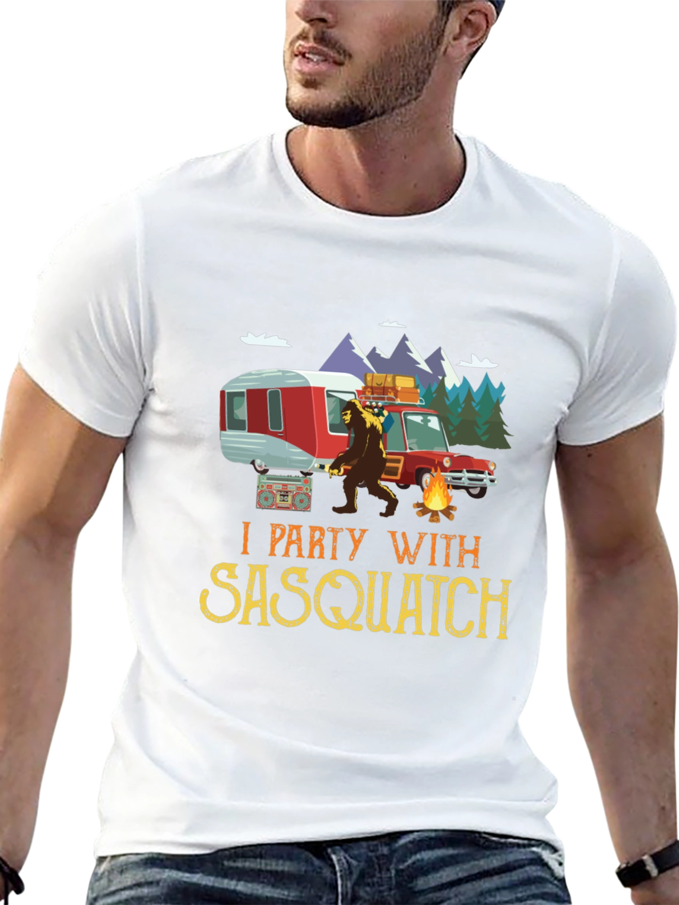 Sasquatch Camping Graphic Tee