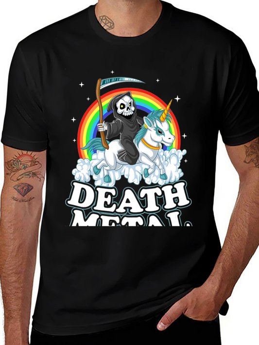 Grim Reaper Riding Unicorn T-Shirt - Death Metal Tee