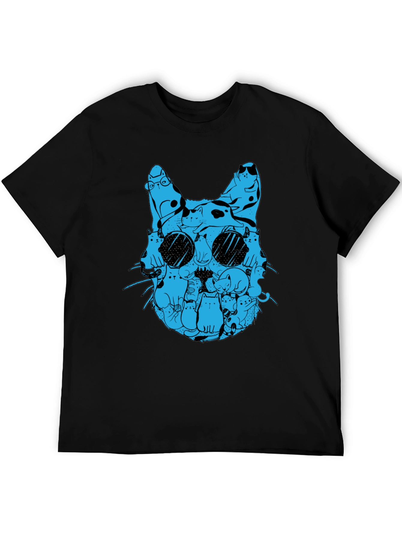 Cat Silhouette T-Shirt - Blue Cats Design