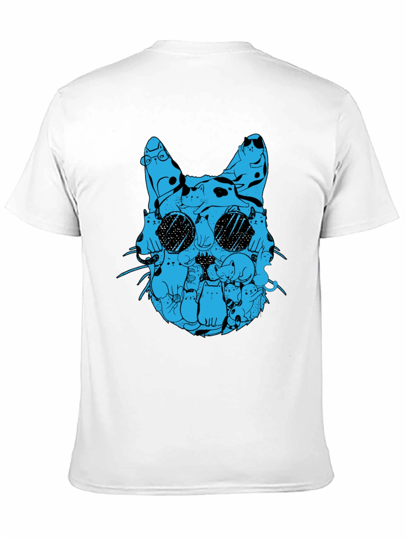 Cat Silhouette T-Shirt - Blue Cats Design