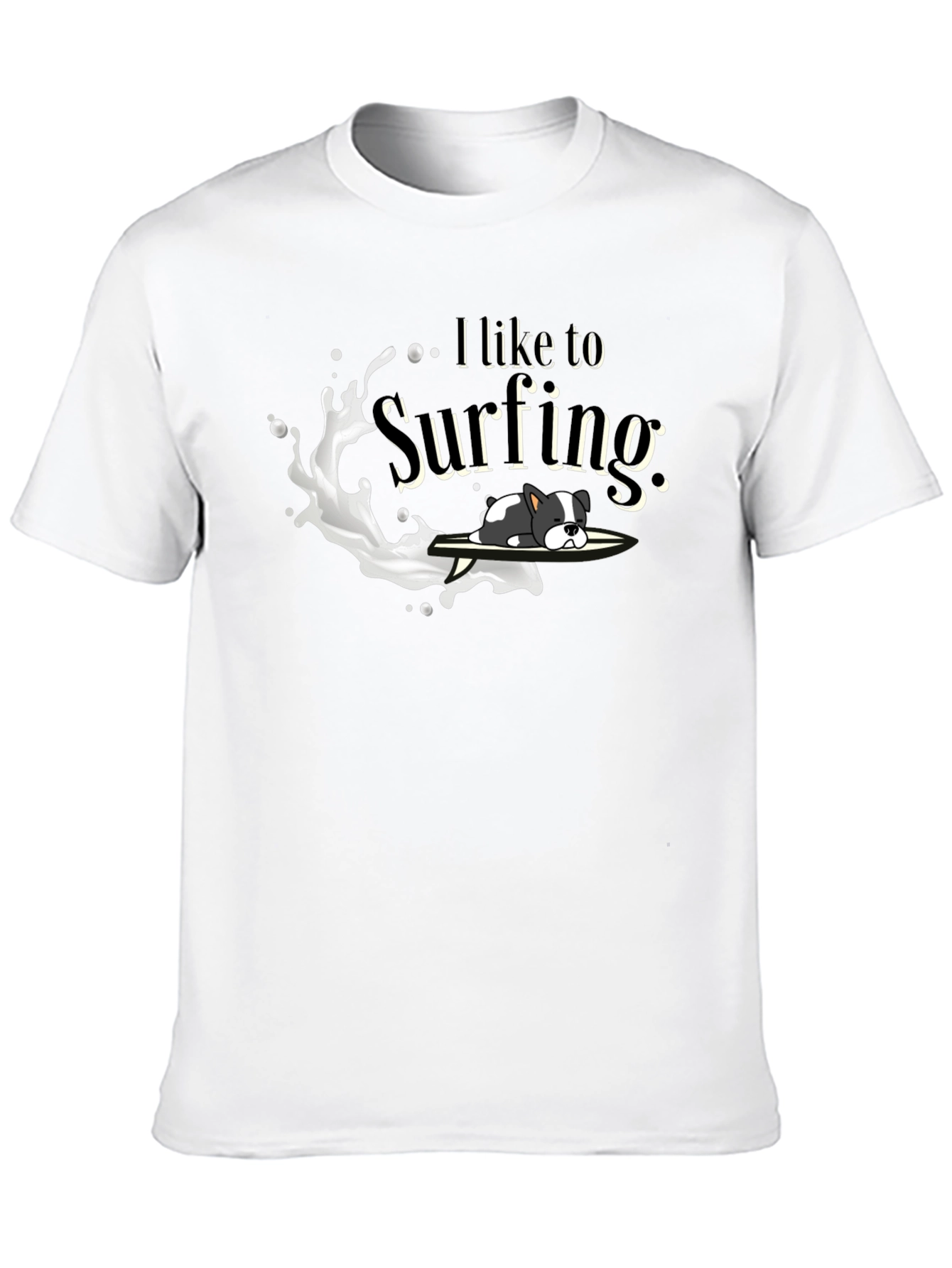 Dog Surfing Graphic Tee - Unisex Black T-Shirt