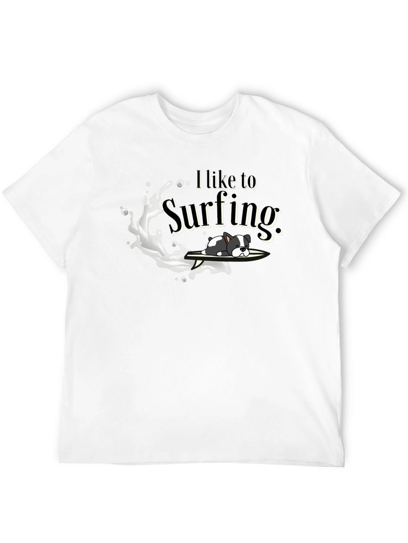 Dog Surfing Graphic Tee - Unisex Black T-Shirt