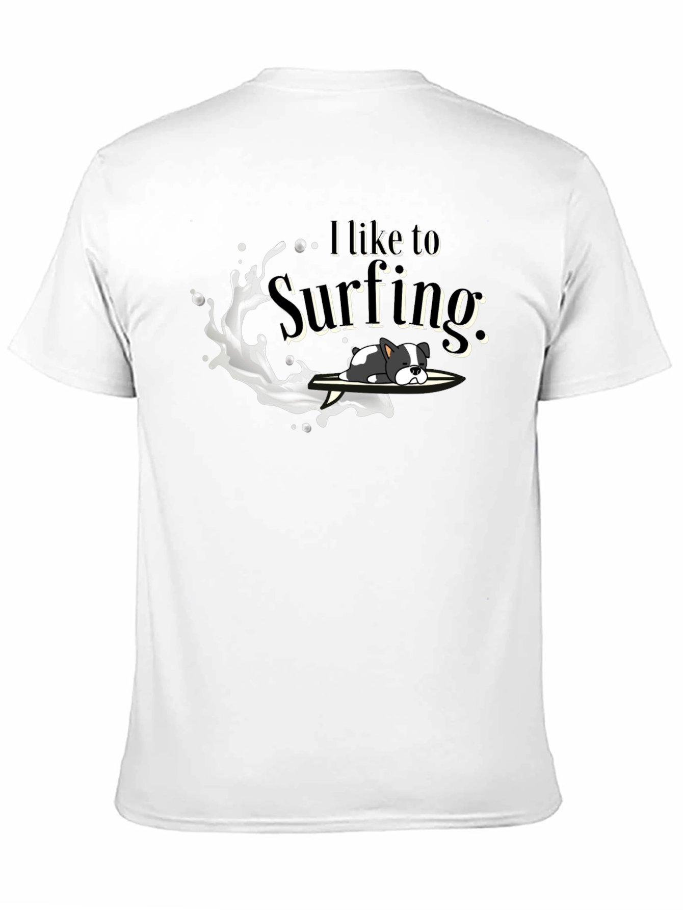 Dog Surfing Graphic Tee - Unisex Black T-Shirt