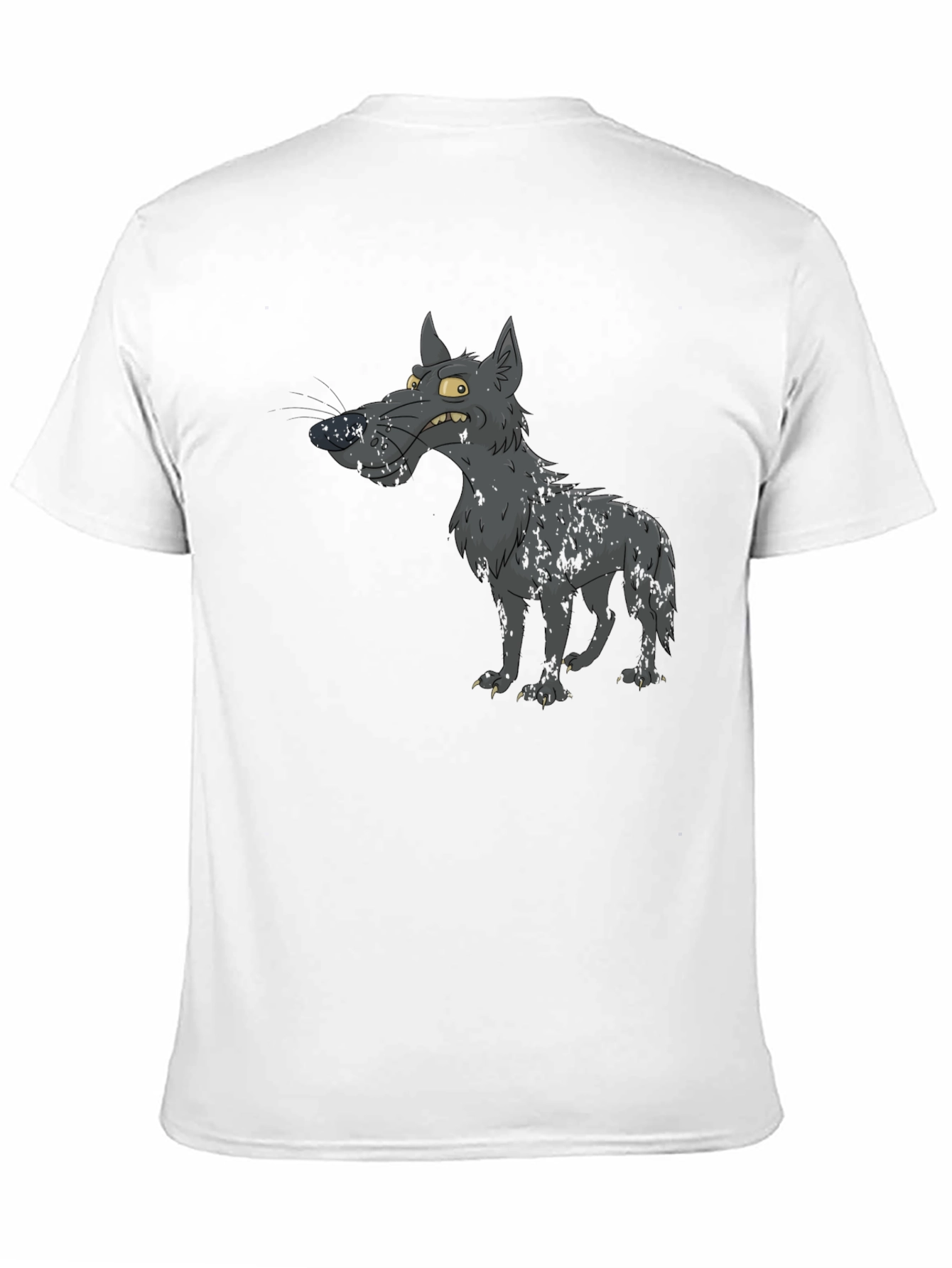 Cartoon Wolf Graphic Print Black T-Shirt