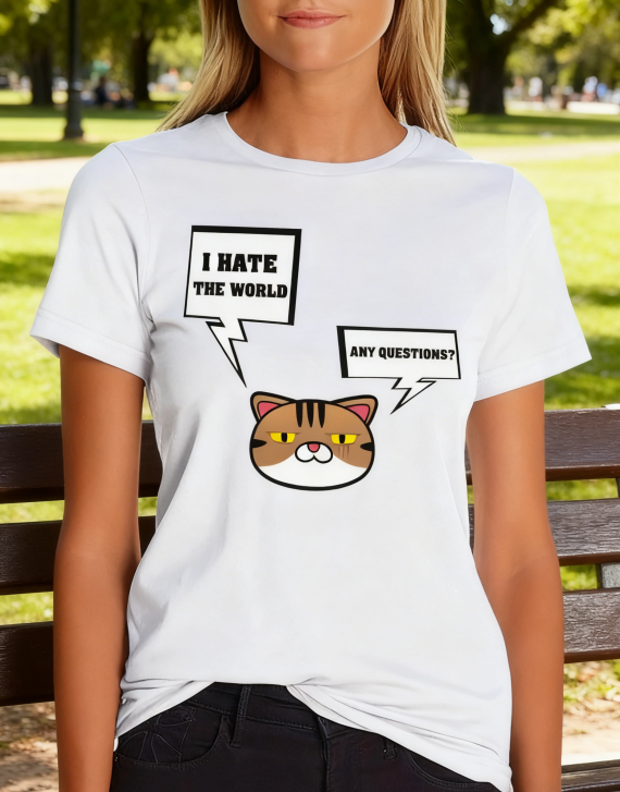 'Grumpy Cat Attitude' Graphic Tee - I HATE THE WORLD