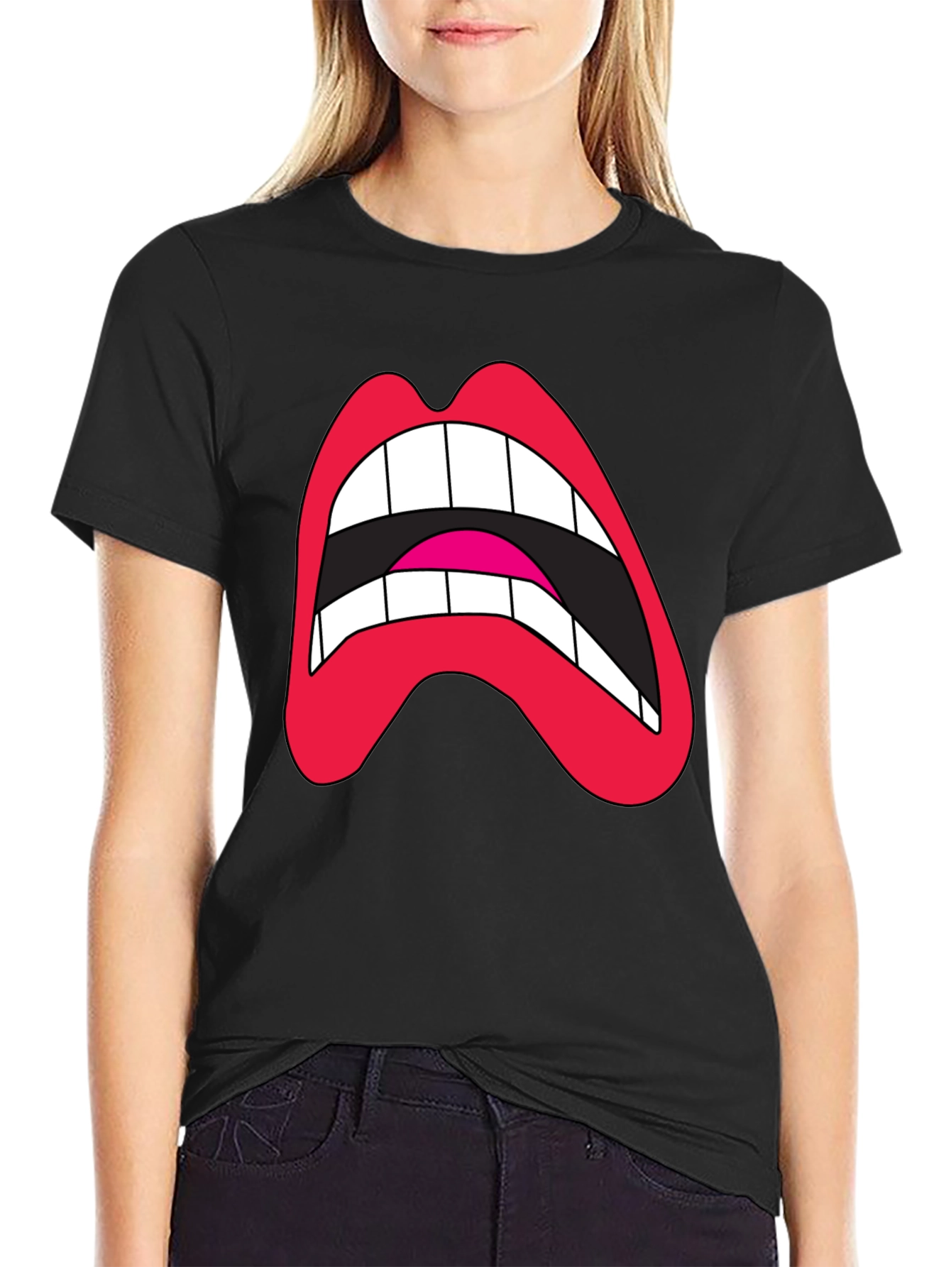 Loud Mouth Graphic Tee - Black Cotton Blend