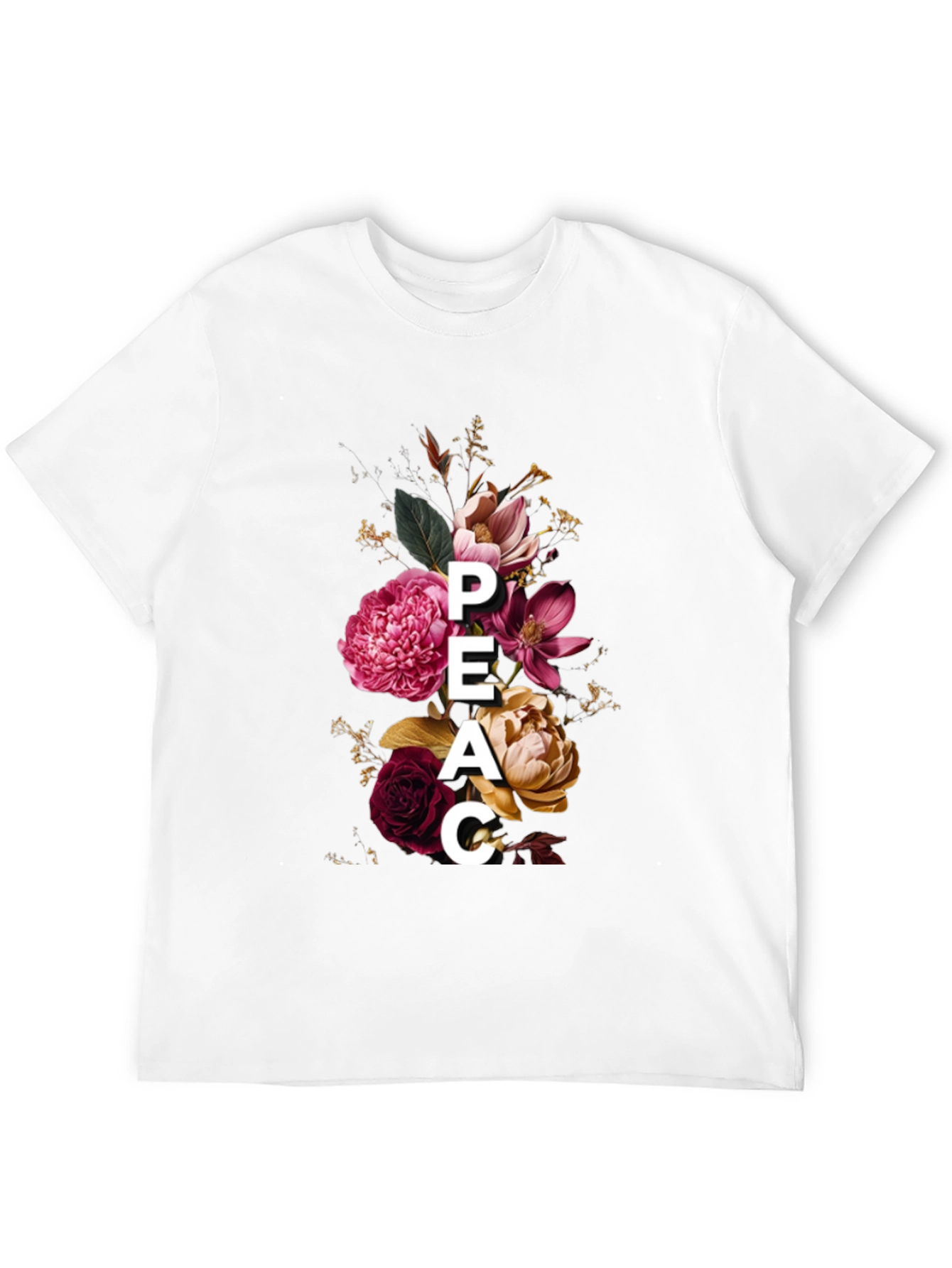 Floral Peace Graphic Tee - Stylish Mens T-Shirt