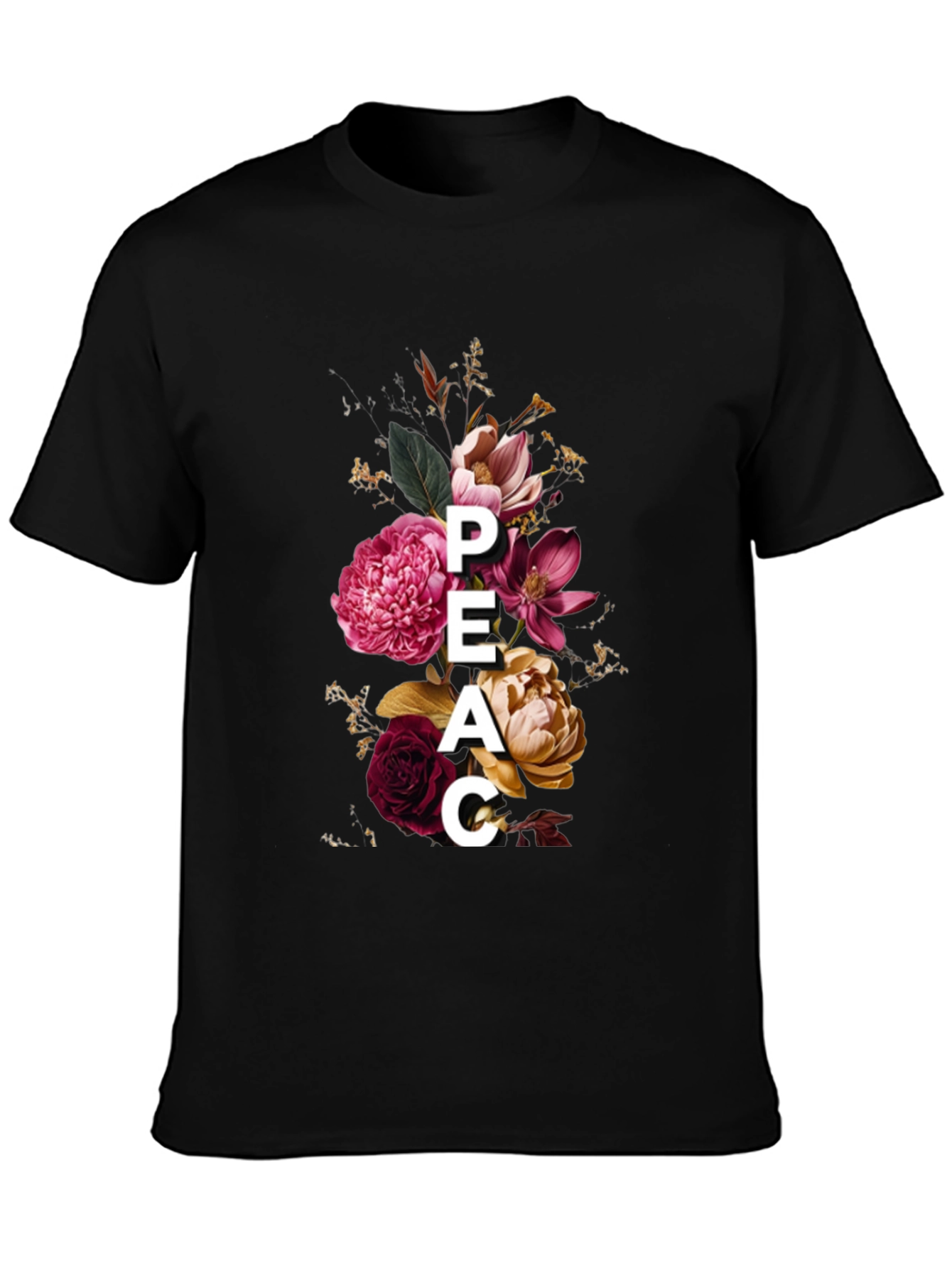 Floral Peace Graphic Tee - Stylish Mens T-Shirt