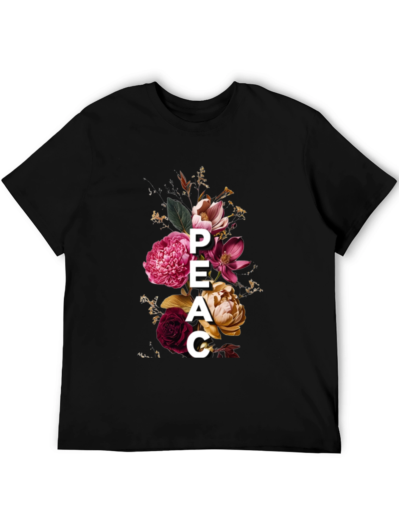 Floral Peace Graphic Tee - Stylish Mens T-Shirt