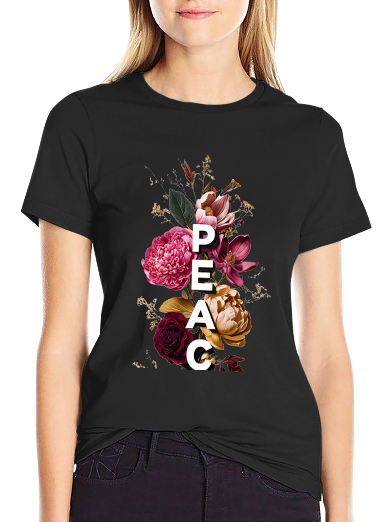 Floral Peace Graphic Tee - Stylish Mens T-Shirt