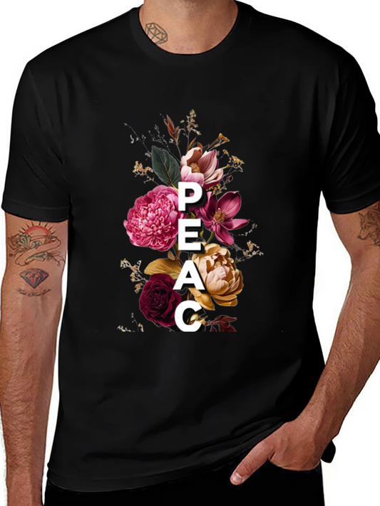 Floral Peace Graphic Tee - Stylish Mens T-Shirt