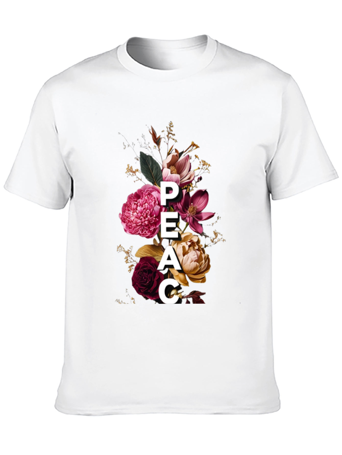 Floral Peace Graphic Tee - Stylish Mens T-Shirt