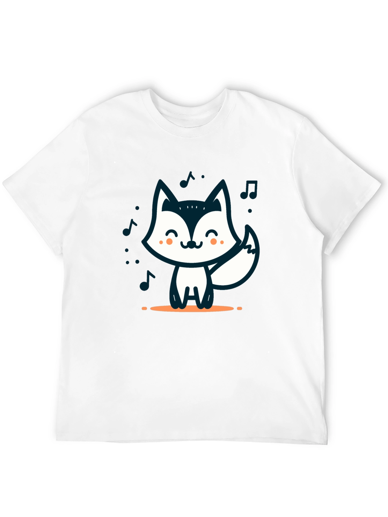 Cute Cartoon Fox T-Shirt - Black