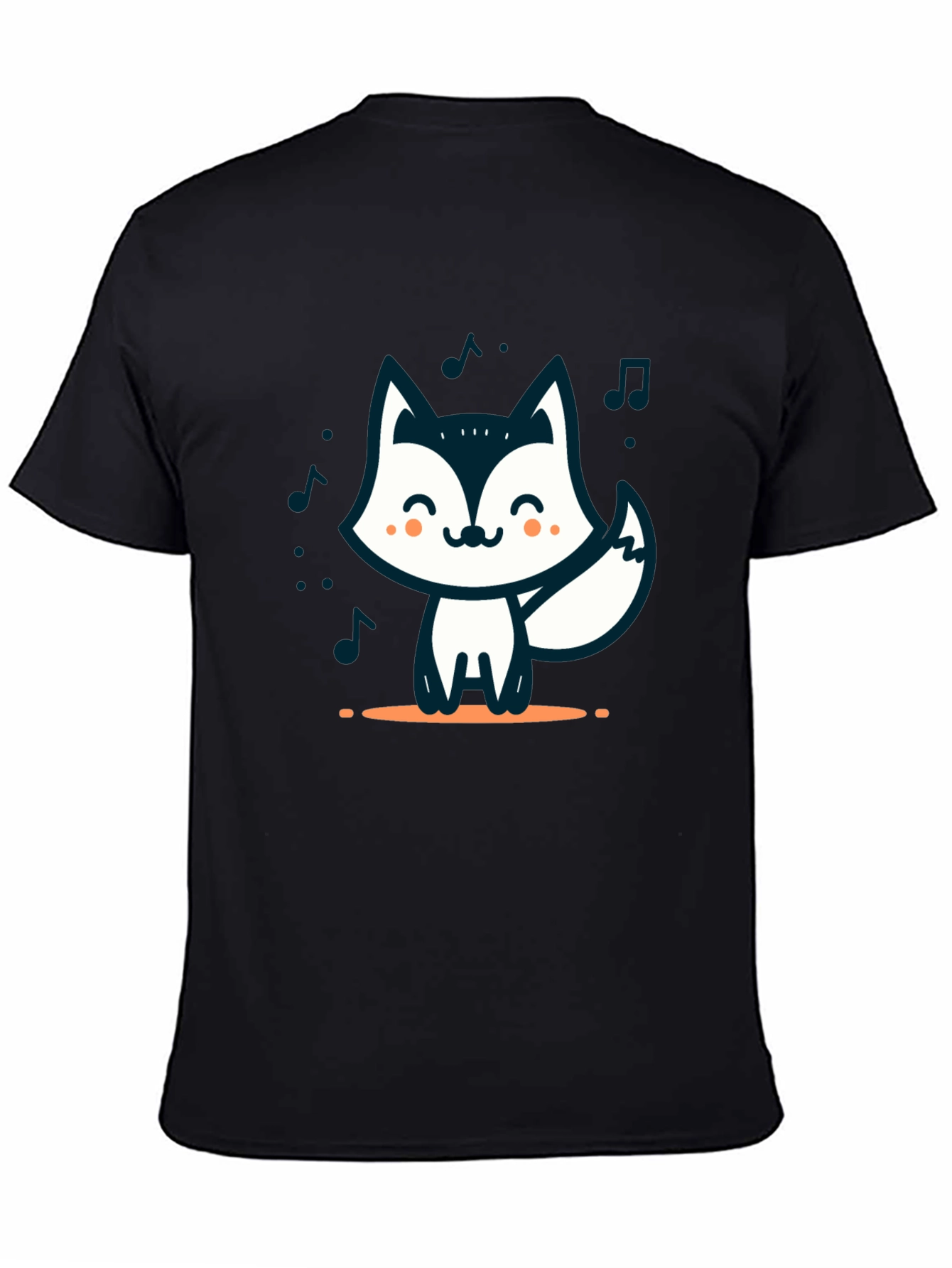Cute Cartoon Fox T-Shirt - Black