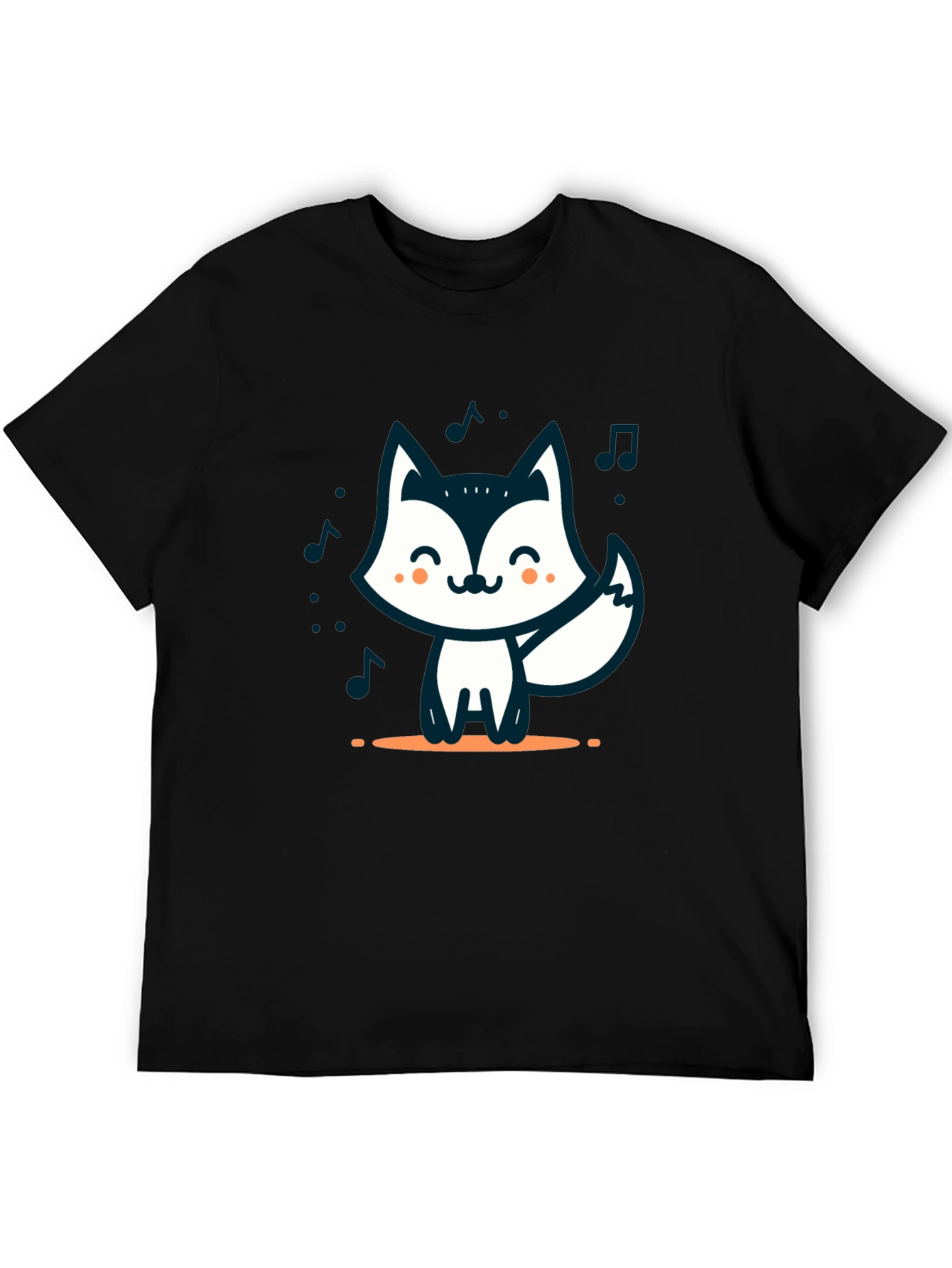 Cute Cartoon Fox T-Shirt - Black