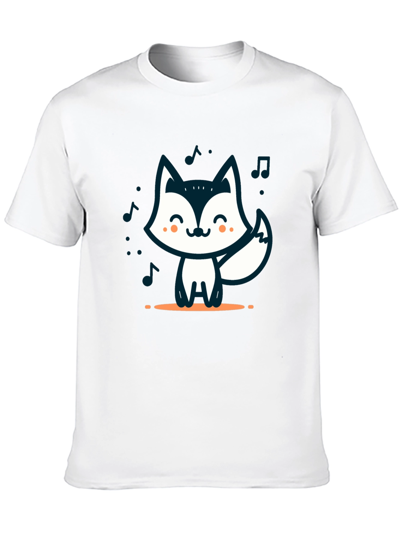 Cute Cartoon Fox T-Shirt - Black