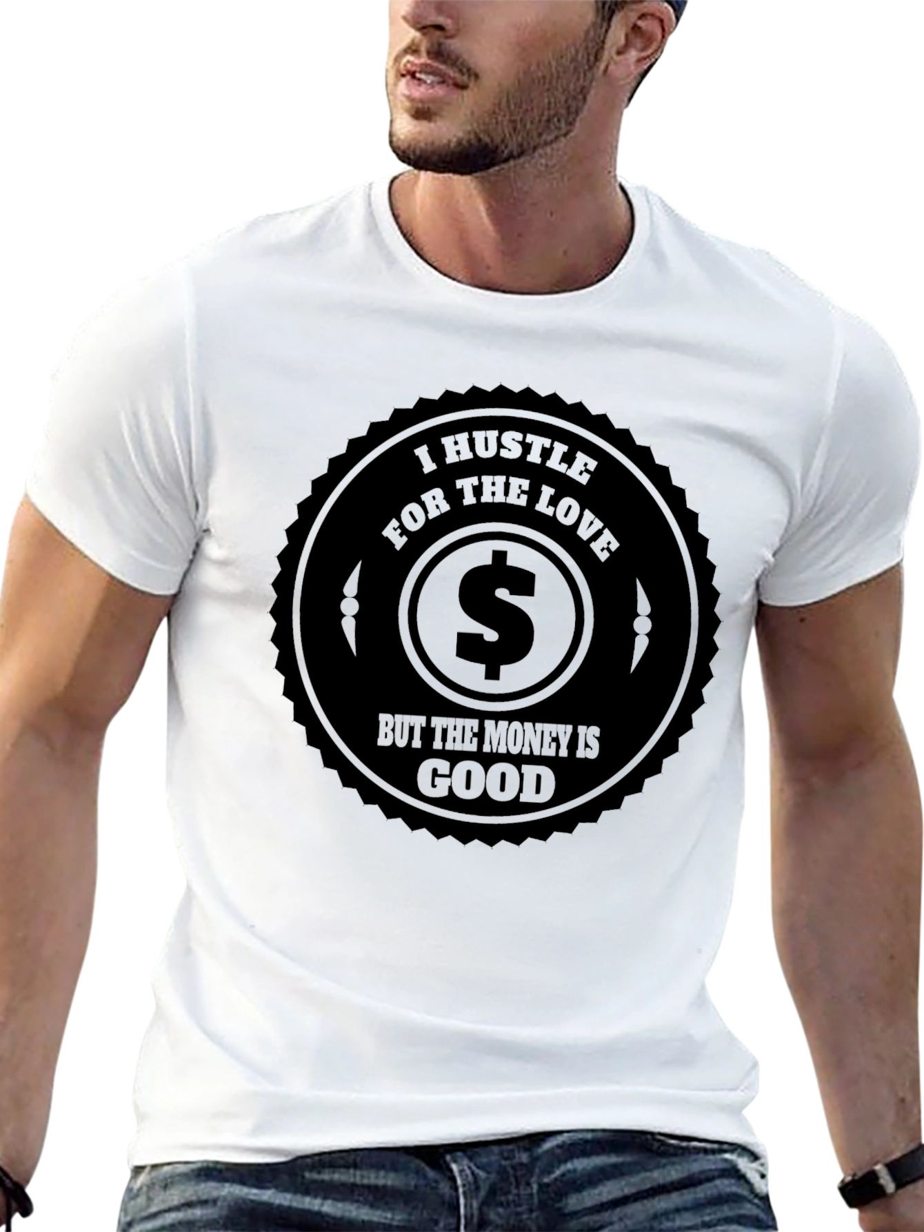 I Hustle for the Love Mens Black T-Shirt