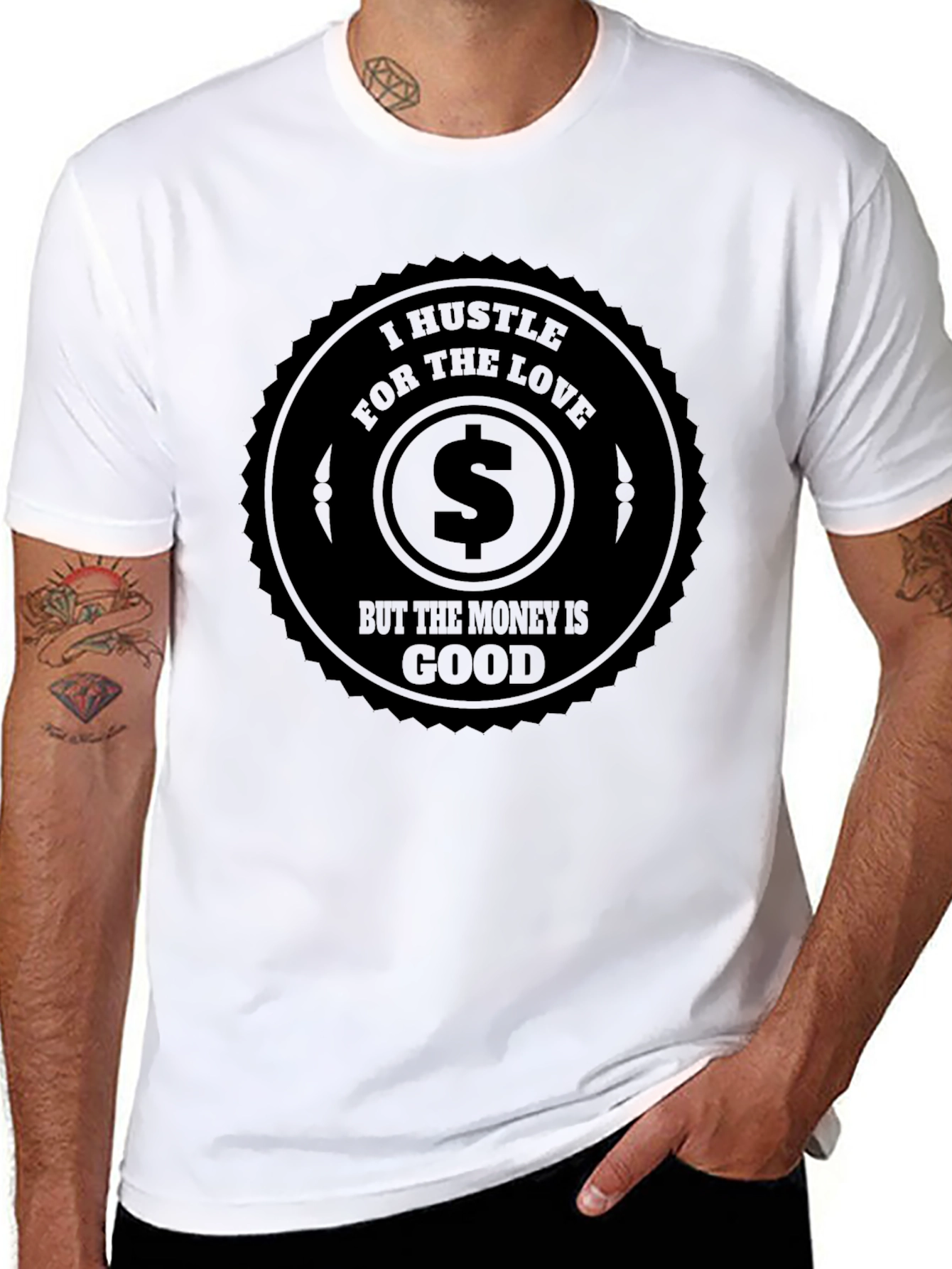 I Hustle for the Love Mens Black T-Shirt