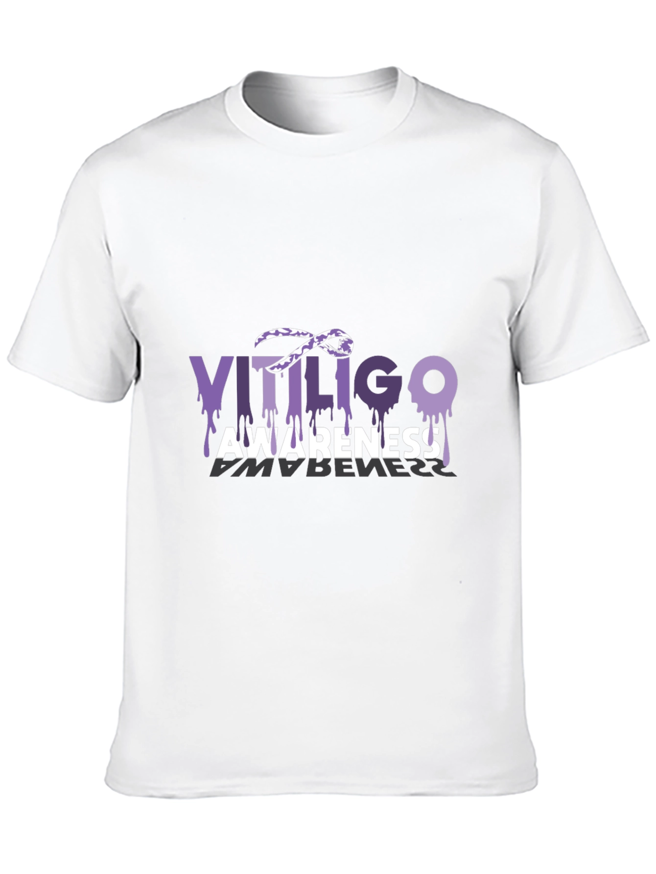Vitiligo Awareness T-Shirt Purple Ribbon Melanocytes Gift