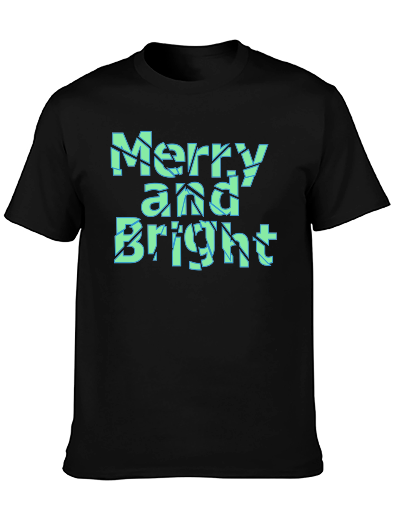 Merry and Bright Christmas Graphic Tee - Black