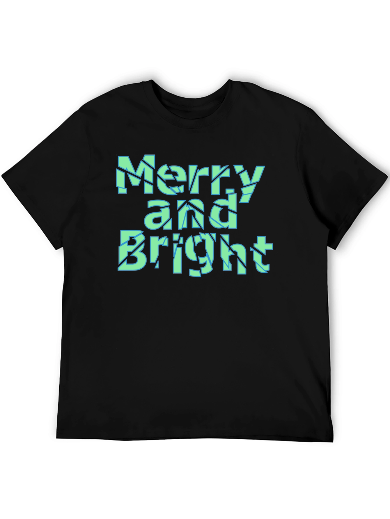 Merry and Bright Christmas Graphic Tee - Black