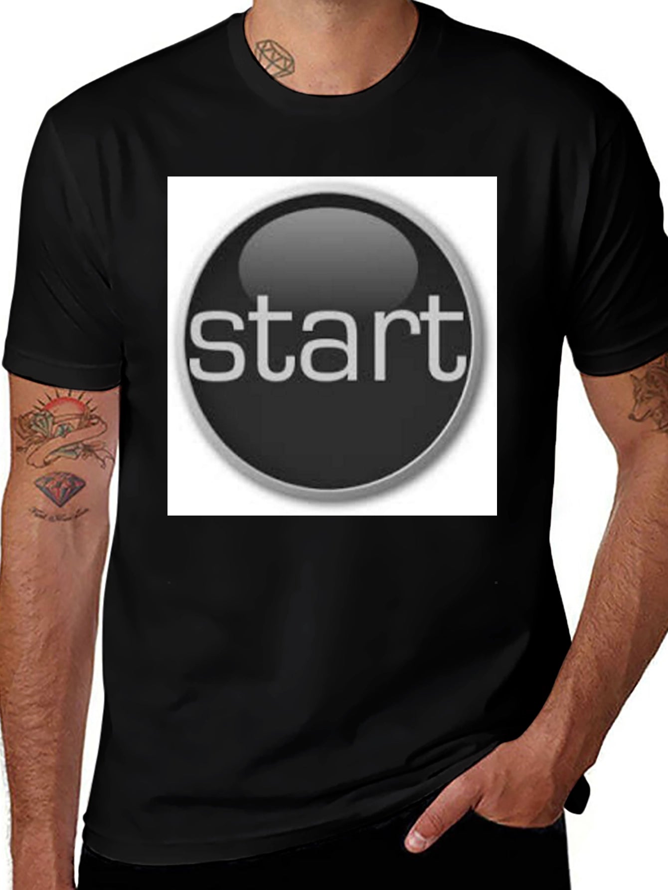 Start Button Black T-Shirt
