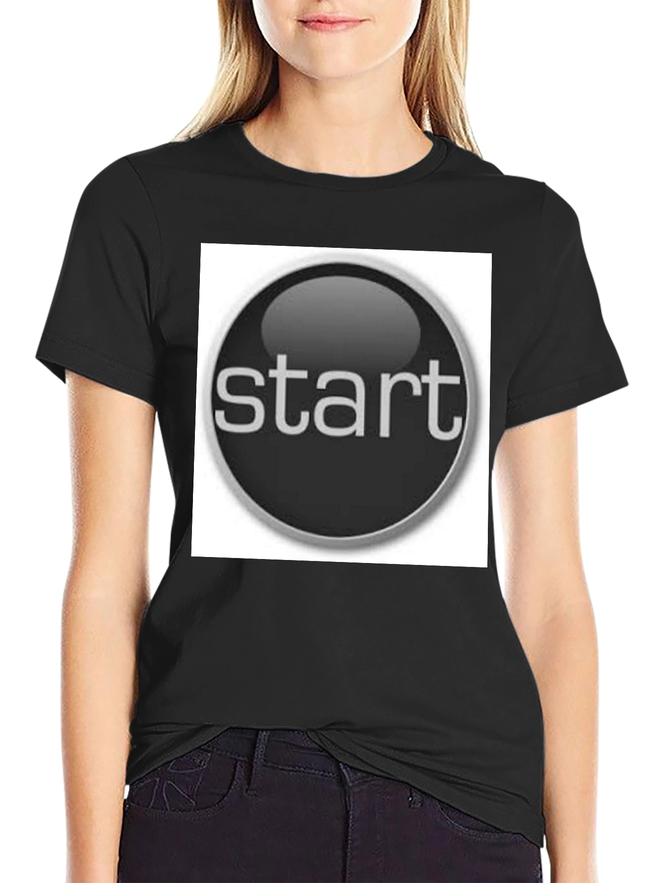 Start Button Black T-Shirt