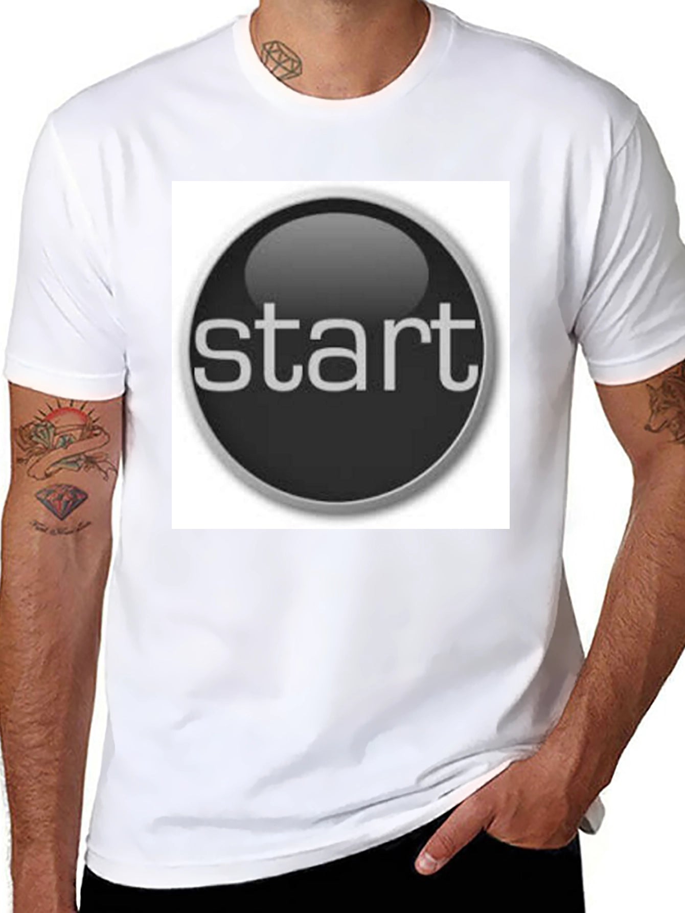 Start Button Black T-Shirt