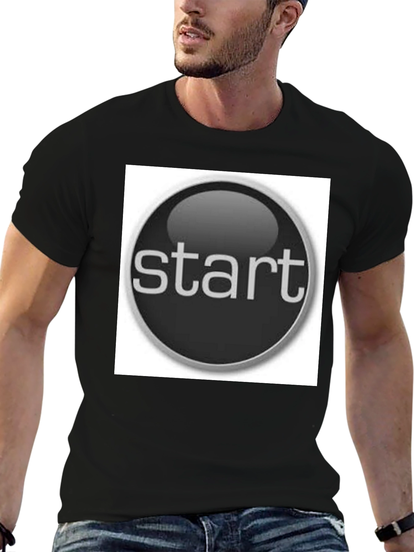 Start Button Black T-Shirt