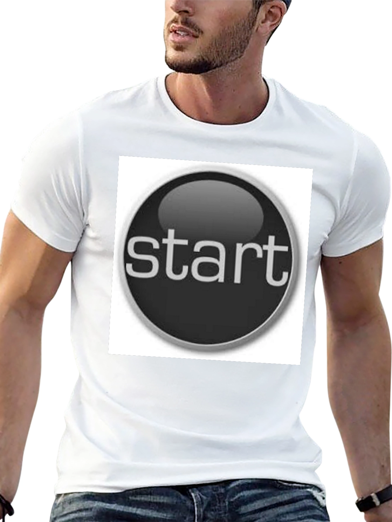 Start Button Black T-Shirt