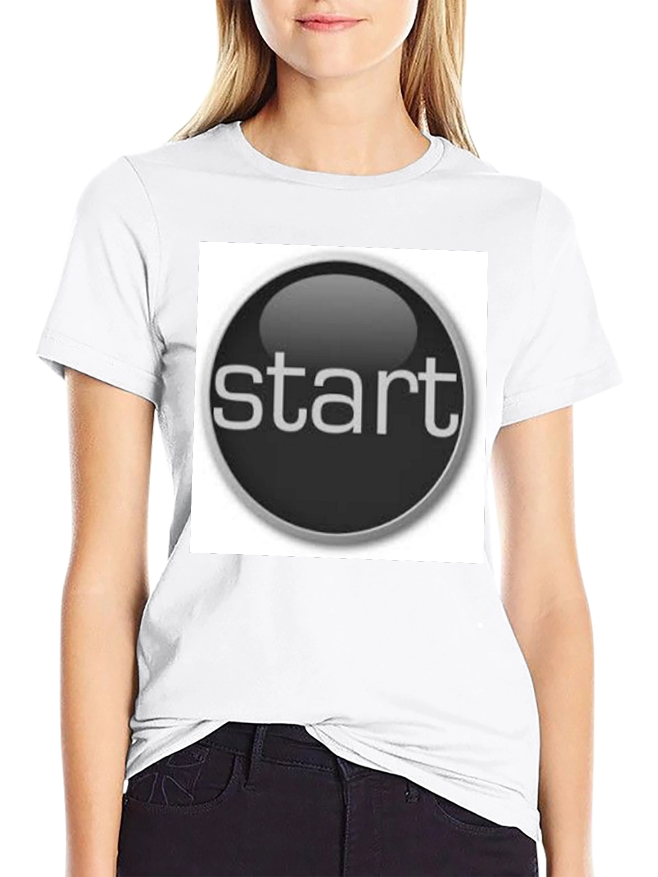Start Button Black T-Shirt