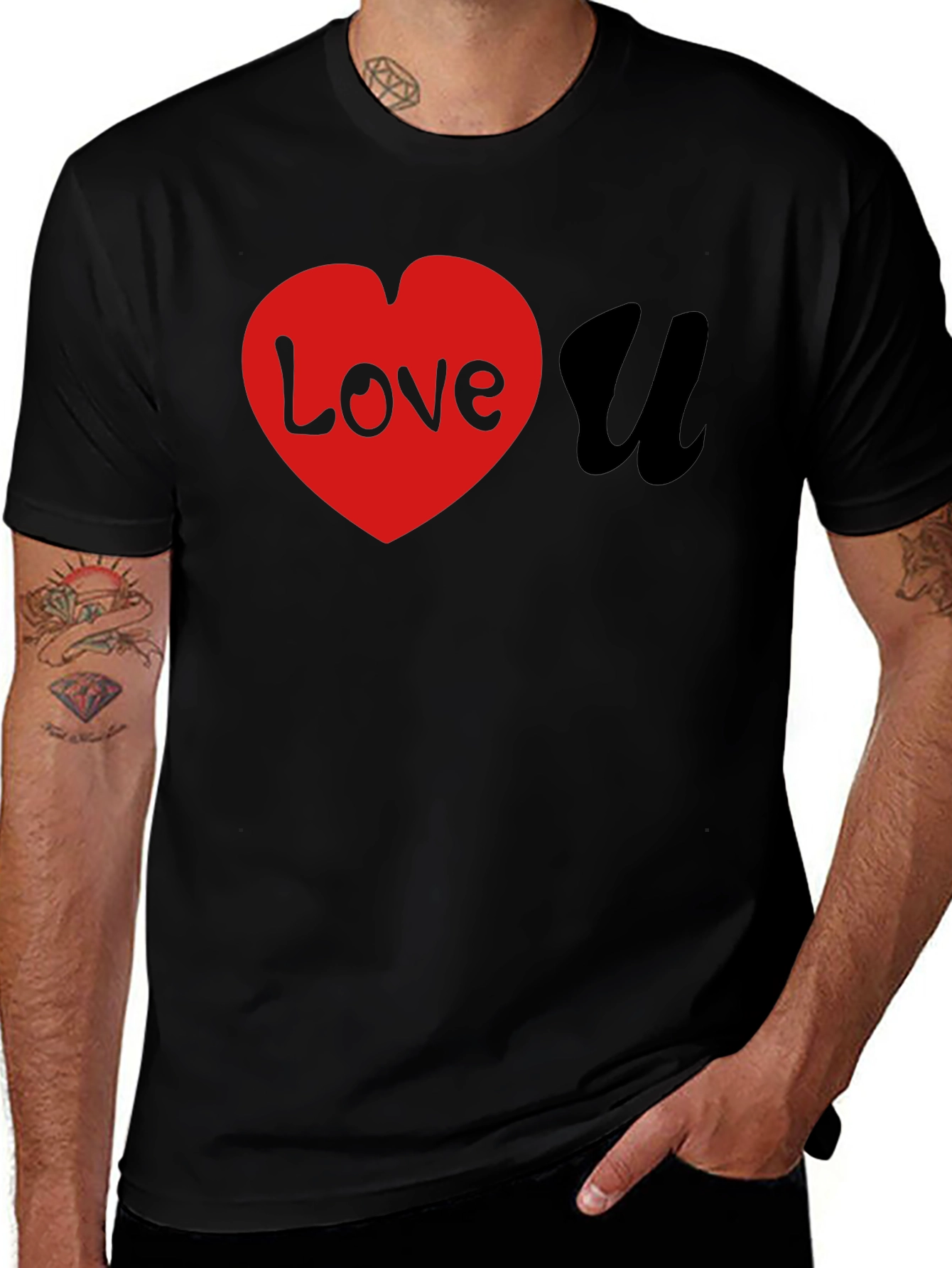 Love U Black Graphic T-Shirt