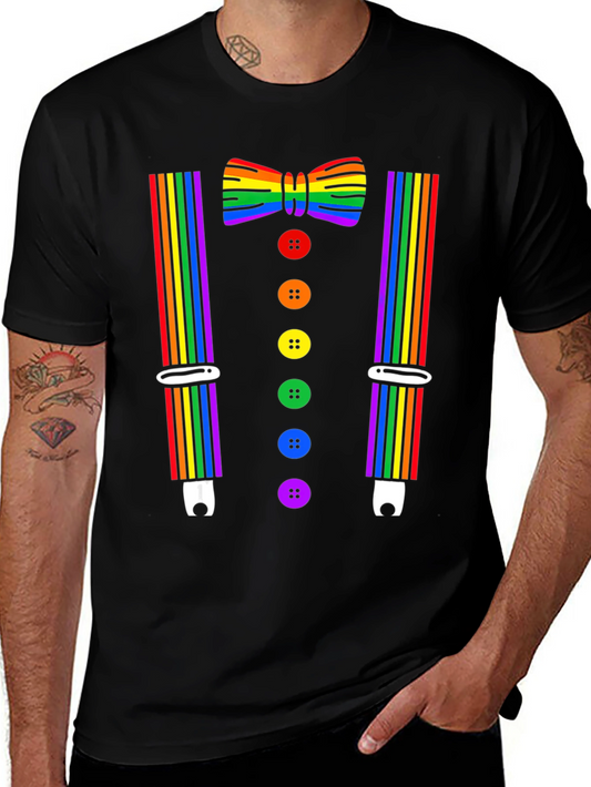 Rainbow Pride Bowtie & Suspenders T-Shirt