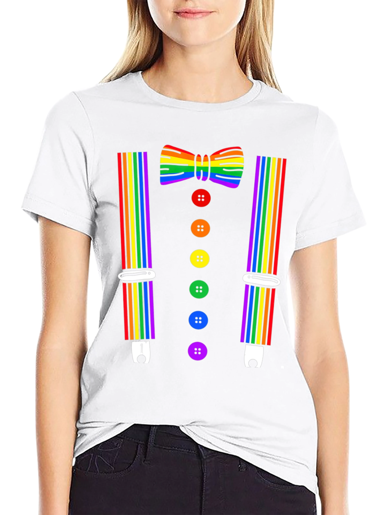 Rainbow Pride Bowtie & Suspenders T-Shirt