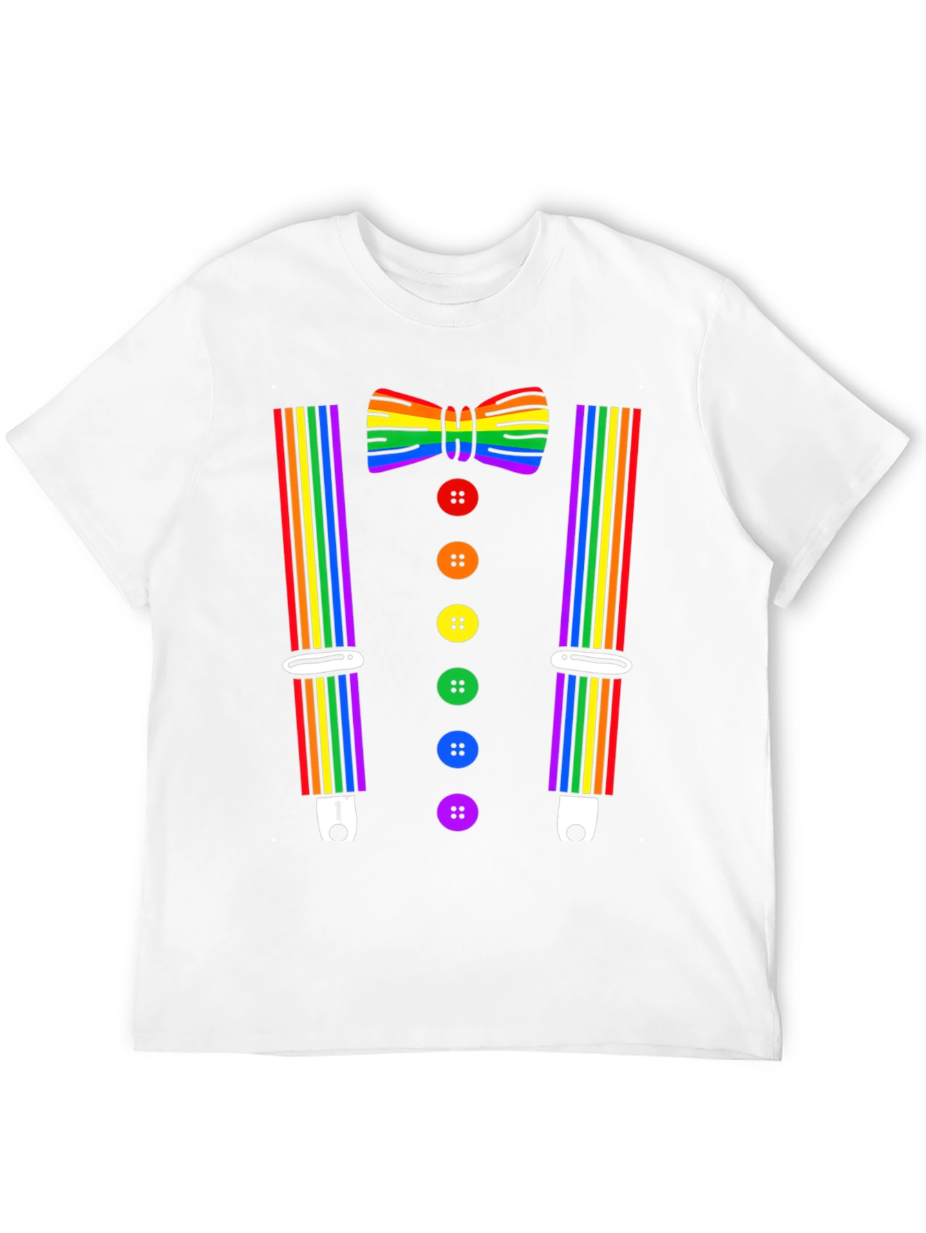 Rainbow Pride Bowtie & Suspenders T-Shirt