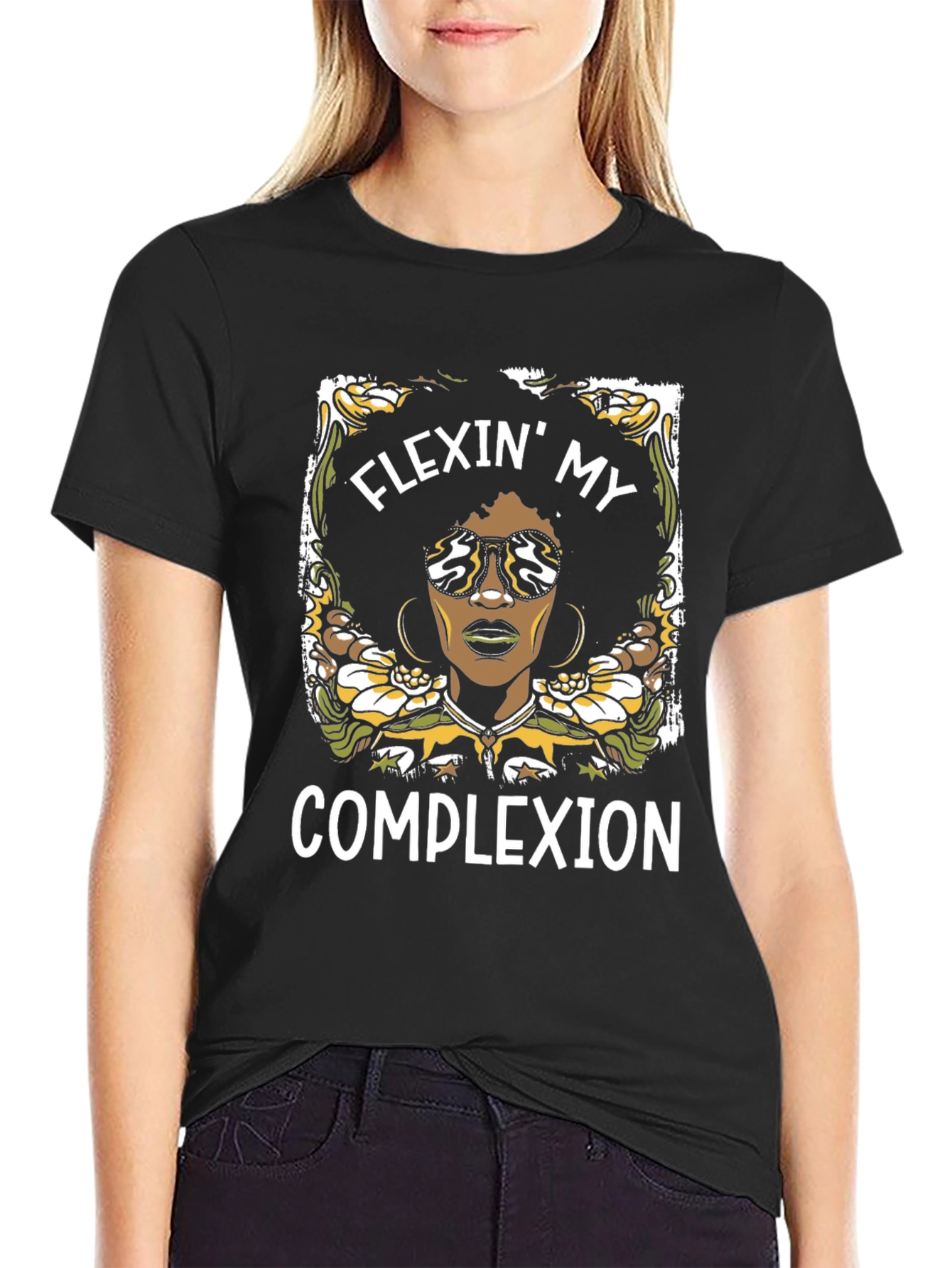 Flexin My Complexion Graphic Tee - Black