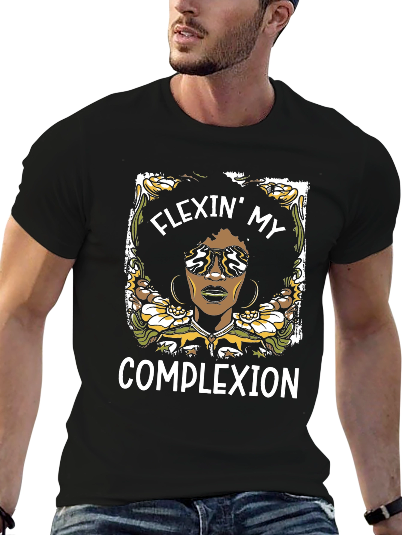 Flexin My Complexion Graphic Tee - Black