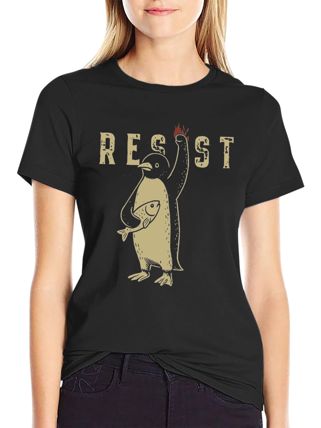 Resist Penguin Graphic T-Shirt