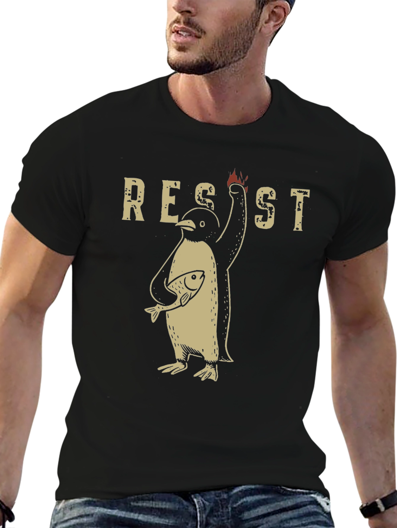 Resist Penguin Graphic T-Shirt