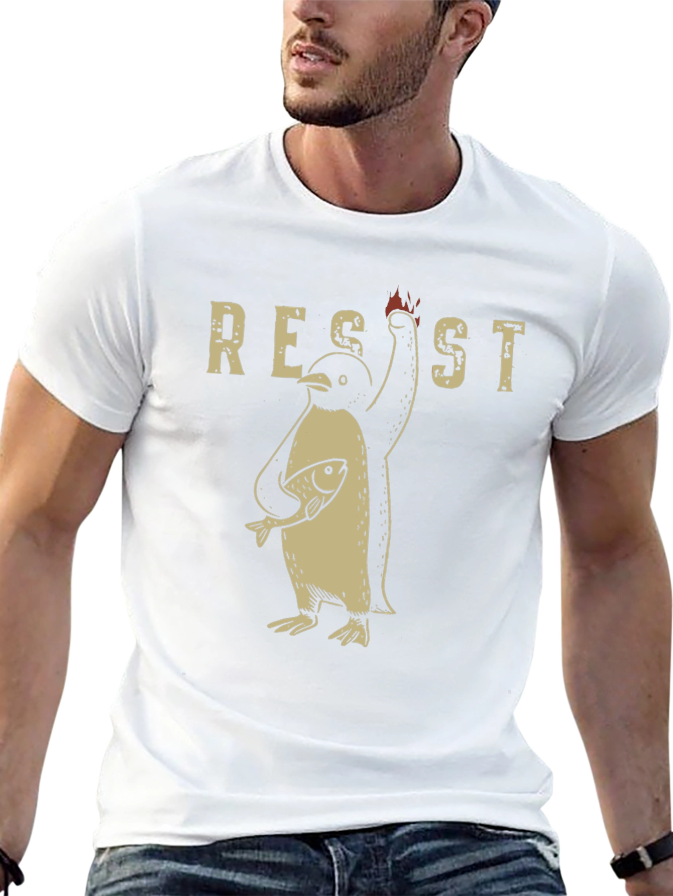 Resist Penguin Graphic T-Shirt
