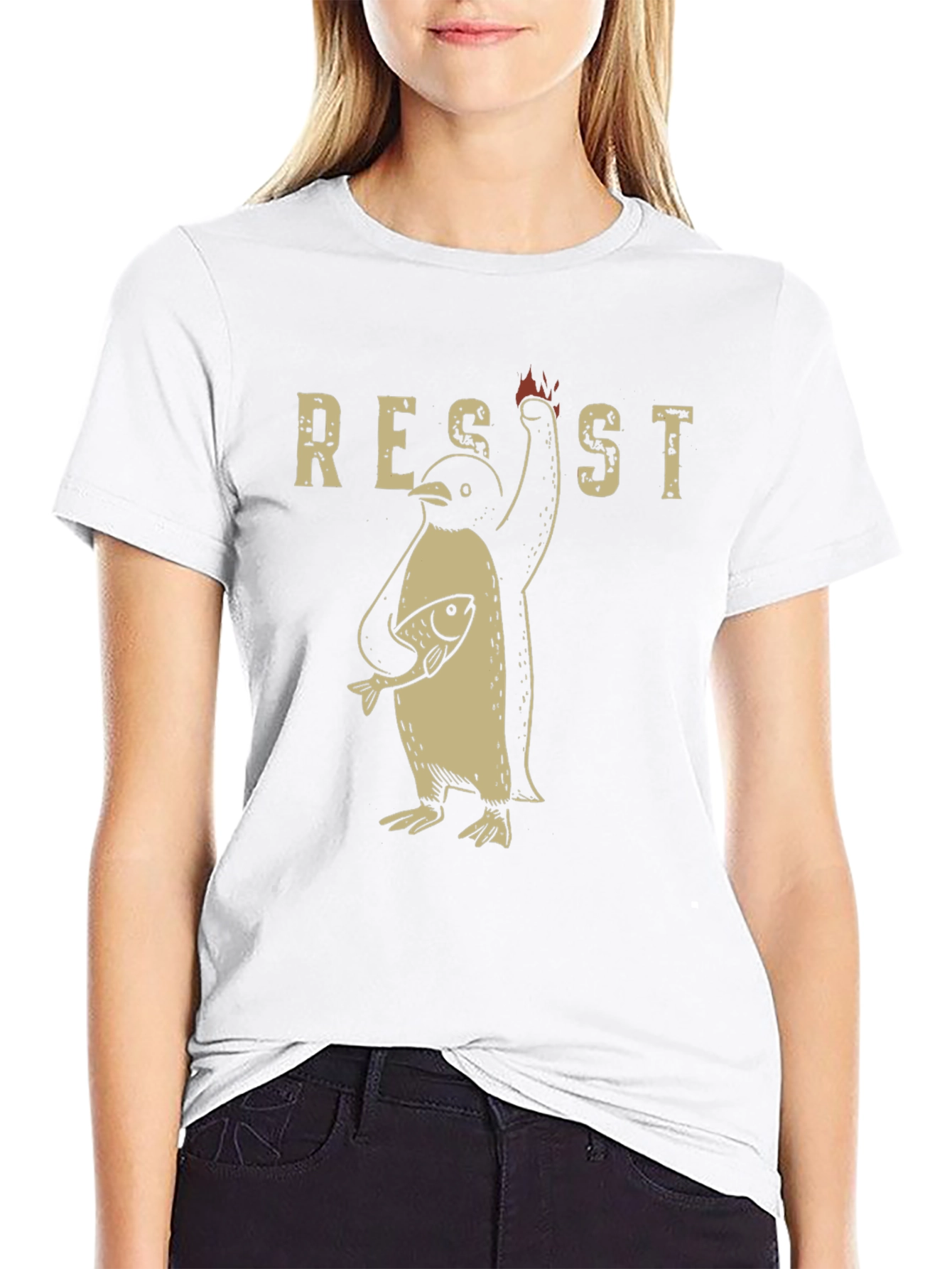 Resist Penguin Graphic T-Shirt