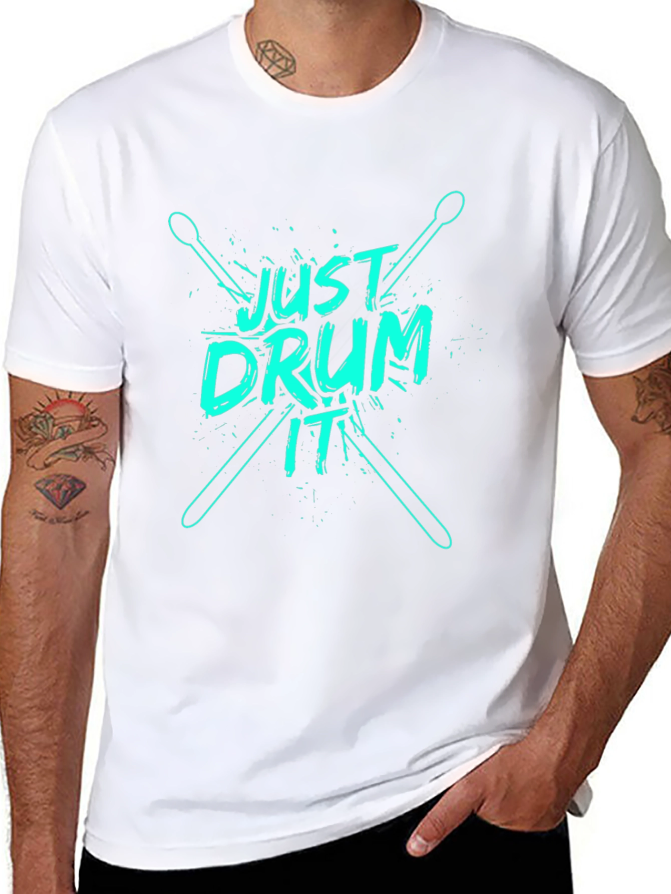 Just Drum It Graphic Tee - Black Cotton T-Shirt