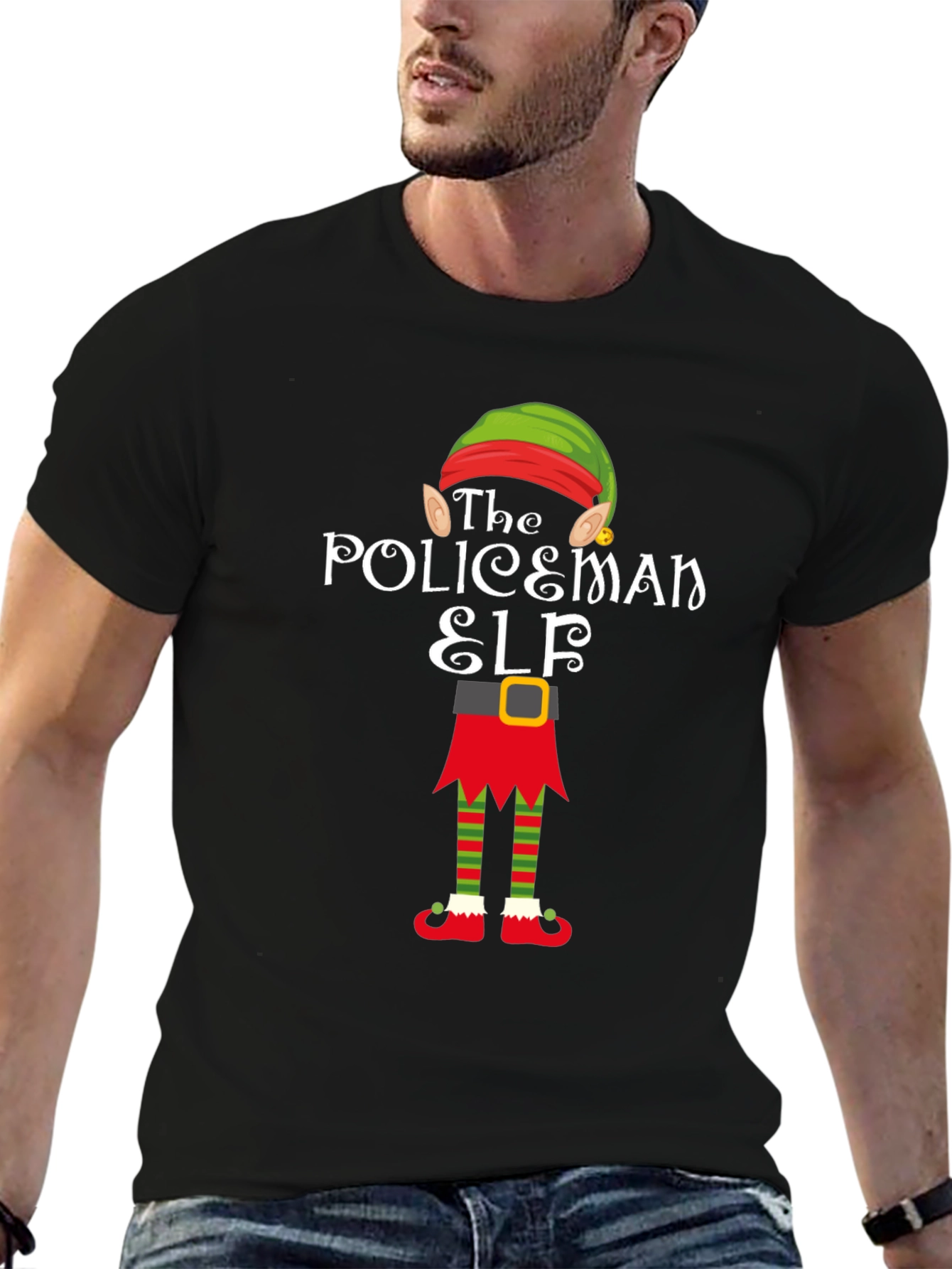 Policeman Elf Christmas T-Shirt